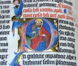 Iniciálé Cinóber vörössel – Malmesbury biblia 