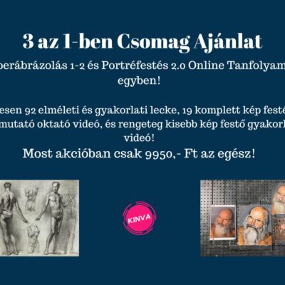 Csomag ajánlat 3 az 1-ben tanfolyam, Emberábrázolás 1-2 és a Portréfestés 2.0 tanfolyamok