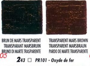 A Transzparens Marsbarna áttetsző festék, ezt a Blockx színmintájában üres négyzettel jelölik 
