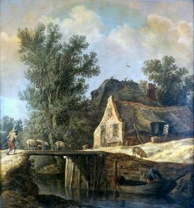 Jan van Goyen – Házak a csatornánál (1630) 