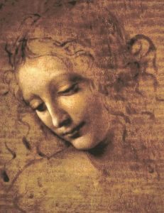 Leonadro da Vinci, a "La Scapigliata" A képen szépen megfigyelhető az imprimatúra alkalmazása 